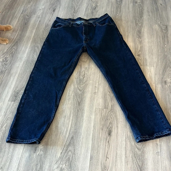 🧡💙 Wrangler blue denim jeans straight  leg size 38 - Picture 2 of 10